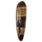 Große Maske aus Albesia – Holz, mit goldener Verzierung! 50cm - 2