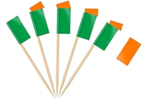 AhfuLife 100/200 szt. irlandzkie flagi wykałaczki, toppery na ciasto na Dzień Świętego Patryka, irlandzka flaga na kanapki, jedzenie, babeczki, artykuły imprezowe, pub, królewskie wydarzenie (100
