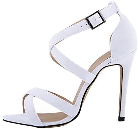 Oasap Women Elegant Summer Ankle Strappy Stiletto High Heels, White EURO38/US7/UK5