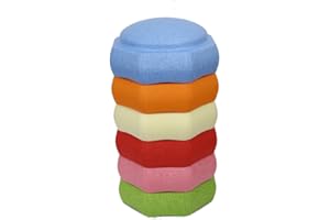 GIVOKE 6PCS Stackable Stepping Stones, Non-Slip Kids Balance Stones Rainbow Crossing River Stones, Balance Beam Game for Obstacle Course, Sensory Play
