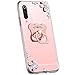 Produktbild Jinghuash Kompatibel mit Xiaomi MI 9 Hülle Handyhülle Spiegel mit Bär Ring Ständer Glänzend Kristall Glitzer Strass Diamant Blume Dünn Weiche TPU Silikon Mirror Case Schutzhülle-Rotgold