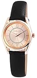 Damenuhr Rosè-Gold Schwarz Analog Quarz Metall Leder Klassisch Römische Ziffern Armbanduhr