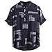 Produktbild BHYDRY Herren Baumwolle Leinen gedruckt Stehkragen Kurzarm lose Henley ShirtsMedium,Marine
