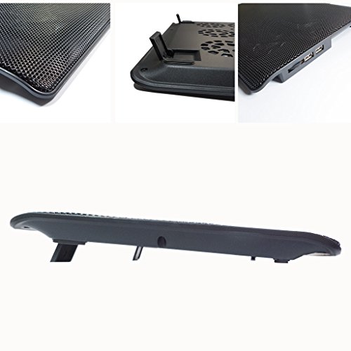 LS Premium Notebook Kühler LS-L112B | Laptop Cooling Pad Ständer| 6x Lüfter / Fan | mit 2 x USB HUB und blaue LED | 10″-15″ Zoll - 7