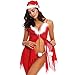 Produktbild TianWlio Dessous Nachtwäsche Höschen Unterwäsche Damen Weihnachts Spitze L unregelmäßiger Rand Haarige Mesh Dessous G-String Hut Einstellen Reizvolle Dessous Reizwäsche Neckholder Erotik Reizwäsche