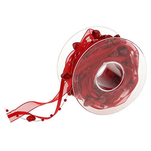 Gazechimp 5 Meter Herz Perlen Spitze Zierte Näh Mesh Spitzenband Geschenkband Dekoband Für Handwerk 10mm - Rot, one size