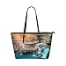 Produktbild Wasserfall Herbst Forest Mountain River große weiche Leder tragbare Top Hand Totes Taschen kausalen Handtaschen mit Reißverschluss Schulter Einkaufstasche Geldbeutel Organizer für Lady Girls Womens