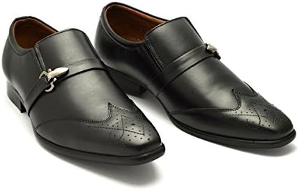 Mens Black Slip-on Wingtip Brogue Shoes Style 1007 - UK 11 / US 12 / EU 45