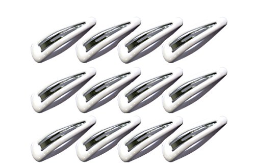 Hair Slides - 4.7cm - 12 Pack - Various Colours - White