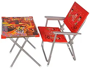 AVANI METROBUZZ Kids Study & Play Wooden Adjustable Folding Printed Table and Chair Set for (2 to 6 Year Old) Girls and Boys Baby - (Design 12)