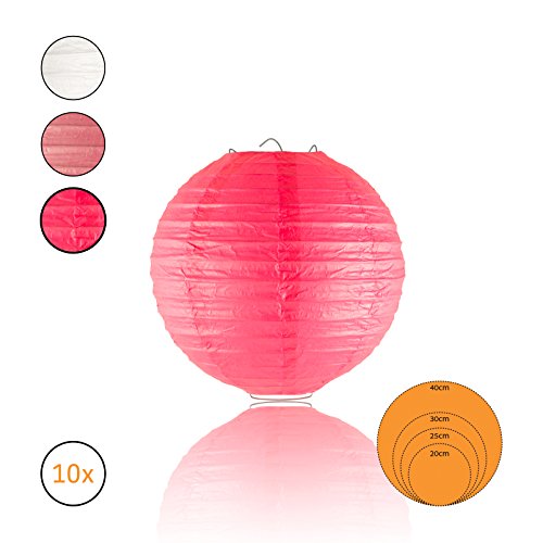 Amazy Papierlaternen 10er Set – Die wunderschönen Lampions verleihen jedem Anlass eine festliche Dekoration (Ø 30cm | Pink)