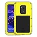 Produktbild Simicoo Huawei Mate 20 Lite Hybrid Aluminium Metall Bumper Stoßfest Schutz Militär Starkes Silikon Schraube Displayschutzfolie staubdicht stoßen Heavy Duty Gehäuse Hard Handyhülle Yellow