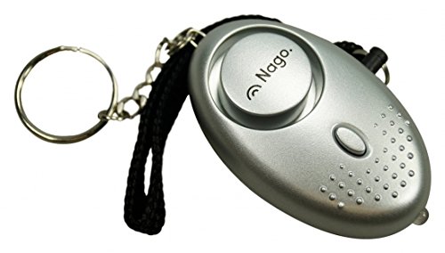 NAGO Mini Alarm Schlüsselanhänger Taschenalarm Notfallalarm Panikalarm mit LED Leuchte Sirene ca. 140 dB silber