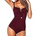 Produktbild  Loveso Sommer Damen Einteilige Einfarbig Badeanzug Monokini Verstellbarer Schultergurt Badeanzüge Falten Bademode Schwimmanzug Sexy Damenbekleidung