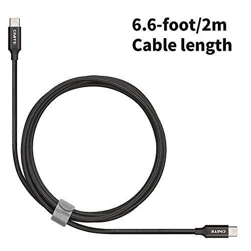 Onite Geflochtene dauerhafte USB-Typ C bis C Neue MacBook Pro Ladekabel, Lenovo Yoga 910,HP Pavilion X2,Samsung Galaxy Tab S3 9.7,Asus ZenPad S8.0, zertifiziert Max bis 4.6A 87W 2M (Black) - 4