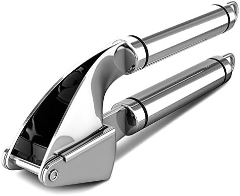 Hotreasure Garlic Press Stainless Steel Kitchen Utensil for Crush Cloves and Ginger