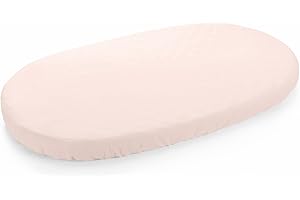 Stokke Sleepi Fitted Sheet, Peachy Pink - Soft Sheets for Sweet Dreams - Made for Stokke Sleepi Crib/Bed - 100% Fine Cotton Percale - Washable