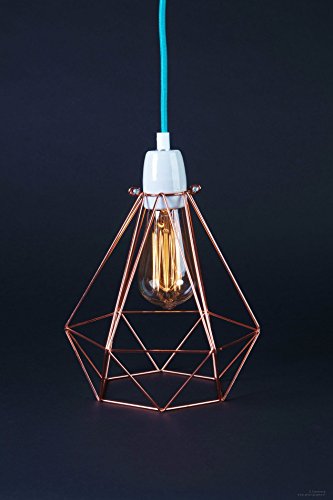 Filament Style Filament 004 französische Retro Loft Lampe Diamond #1 mit Textilkabel in blau Metall E27, 28 x 18 cm, bronze - 4