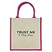 Produktbild Trust Me I Play Bass In Schwarz Print Jute Midi Einkaufstasche mit Pink Griffe und Trim