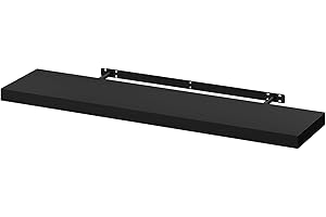 WOLTU Floating Shelf Black Wooden Shelf Board Shaped Wall Storage Display Shelf 100cm Long RG9317sz-UK