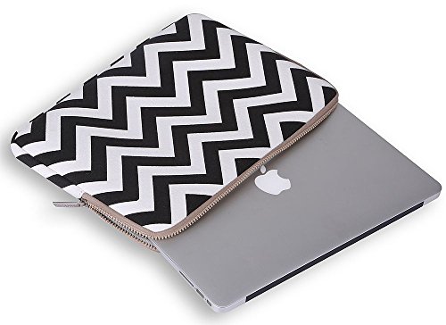 MOSISO Chevron Segeltuchstoff Hülle Sleeve Tasche für 12,9 Zoll iPad Pro, 13-13,3 Zoll MacBooks, Laptops mit Bonus-Tasche Farbe: Schwarz - 4