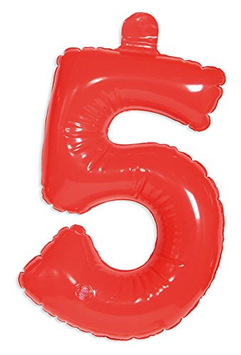 Zahl 5, aufblasbarer Infletter in rot, 35cm hoch, mit Ventil, wiederverwendbar