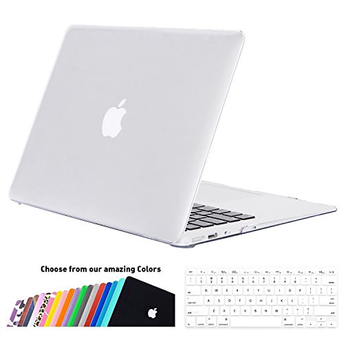 MacBook Air 13 Hülle Case, iNeseon Ultra Slim Gummierte Hartschale Tasche Cover Zubehör, US Transparent und EU Transparent Tastatur Abdeckung Schutzhülle für Apple MacBook Air 13.3 Zoll [Modell:A1466 und A1369] (Transparent)