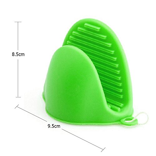 DaoRier Ofenhandschuhe Mini Silikon Mini-Topf Halter Kochen Pinch Grips Wärmedämm Handschuhe Anti Slip Tresor Handschutz Grill (Grün) - 3