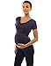 PattyBoutik Mama Cowl Neck Short Sleeve Drawstring Tunic Maternity Knit Top, Size XL