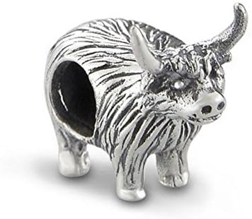 Highland Cow Silver Bead Charm