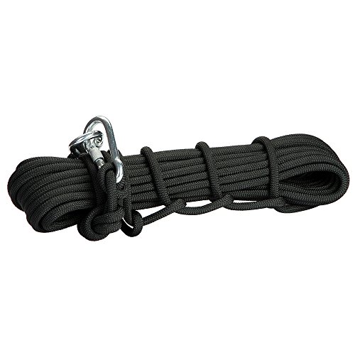 Preisvergleich Produktbild 12KN 9.5mm Profi. Kletterseil Sicherheitsseil mit 2 Karabiner Karabinerhaken 10m, Farbe Auswählbar - Schwarz, 10 Meter