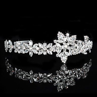 MJW&amp;G Vintage Charming Design Wedding Bride Handmake Headband Cown Pearls Hair Accessior Flower Silver , sliver