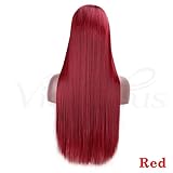 red wigglers for sale Lace Color:Medium Brown AUOGM Wig Lace Front Wigs For Women Synthetic Long Straight Wigs Middle Parting Heat Resistant Fiber Natural