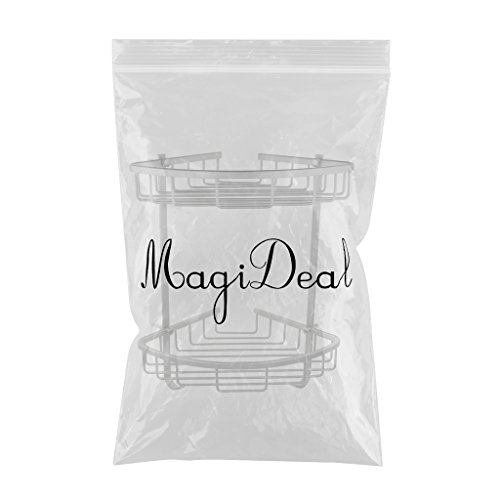 MagiDeal 2-Schichten Wandmontage Duschregal Duscheckregal Bad Eckregal aus hochwertigem Aluminium Badezimmer Dusche Organizer Regal Rack - 2