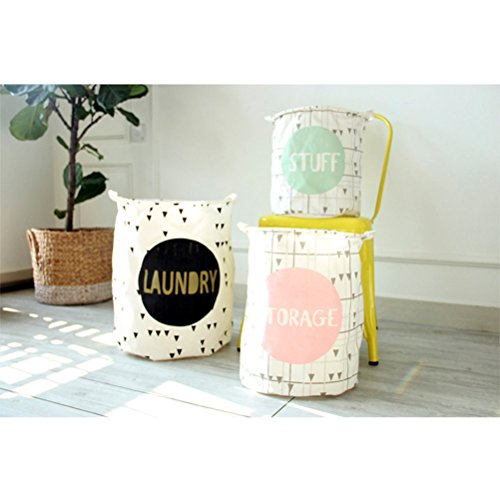 Inwagui Klapp-Runde Baumwolle Wäschekorb Haushalt Organizer Korb Wäschesammler Wäschetasche für ihre Schmutzwäsche – Große(Laundry) - 4