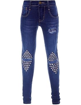 Mädchen Jeans Kinder Hose Stretch Hüfthose Jeanshose Röhrenjeans Jeanshose