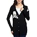 LOCOMO Black Knit Skull Bone Skeleton Pattern Long Sleeve Cardigan FFJ029BLK