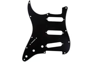 Musiclily SSS 11 Hole Left Handed Strat Guitar Pickguard for Fender USA/Mexican Made Standard Stratocaster Standard Modern Style, 3Ply Black