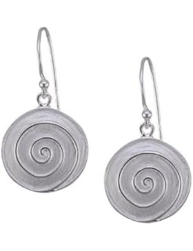 Vinani Damen-Ohrhänger Spirale glänzend auf sandgestrahltem Kreis Sterling Silber 925 Ohrringe OSSA