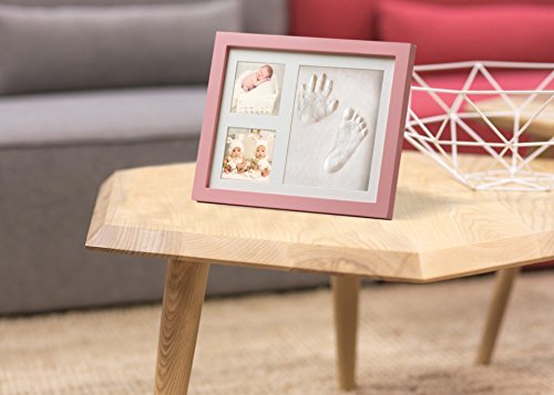 Bovana Baby Bilderrahmen Set aus Holz mit Ton für Fußabdruck, Handabdruck – Abdruck auch für Hundepfoten und Katzenpfoten - 6