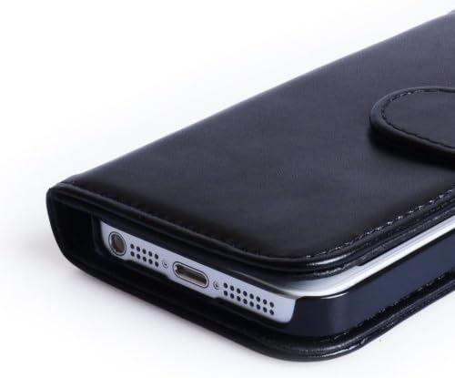Cloudseller iPhone5 &amp; 5s Premium PU Wallet Case With Credit Card Slots ® (Black)