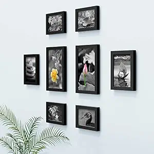 Random New Synthetic Collage Set of 08 Black Photo Frames (4 X 6 Inch - 4, 5 X 7 Inch - 2 & 6 X 10 Inch - 2)