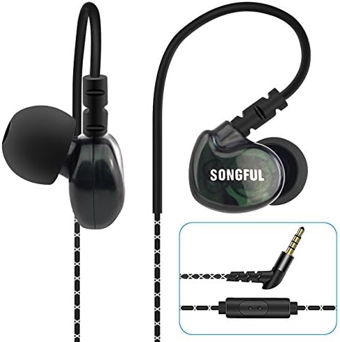 Sport Earbuds In Ear Headphones with Mic, Rovking Jogging Gym Runing Noise Isolating Sweatproof Workout Headphones Wired for Android,iPhone,Sony, Samsung, iPad, iPod, Smartphones (Black)