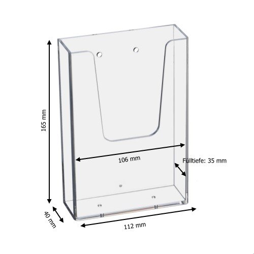 Prospekthalter Wand Din Lang (99x210mm) Hochformat / Flyerhalter transparent - 2