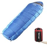 OUTAD Saco De Dormir Momia Impermeable hasta -5 ° 210T Nylon 4 Estaciones Color Azul