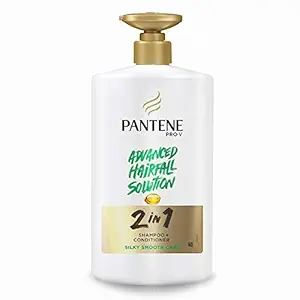 Pantene Advanced Hairfall Solution, 2in1 Silky Smooth Care Shampoo + Conditioner, Pack of 1, 1000ML, Green