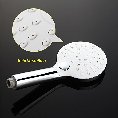 Homelody Handbrause 3 Strahlarten Brausekopf Knopfdruck Verstellbar Brause Duschkopf Multifunktionsduschkopf Regendusche Antikalknoppen Duschbrause - 4