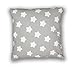 Amilian® Handcrafted Decorative Star Print Grey 100% Cotton Premium Quality Durable Throw Cushion Cover Pillowcase Only 40 cm x 40 cm