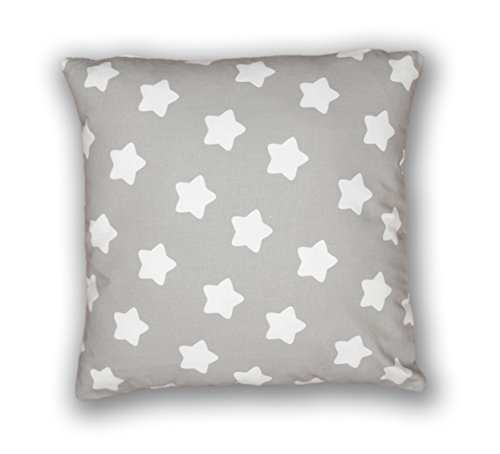 Amilian® Handcrafted Decorative Star Print Grey 100% Cotton Premium Quality Durable Throw Cushion Cover Pillowcase Only 40 cm x 40 cm