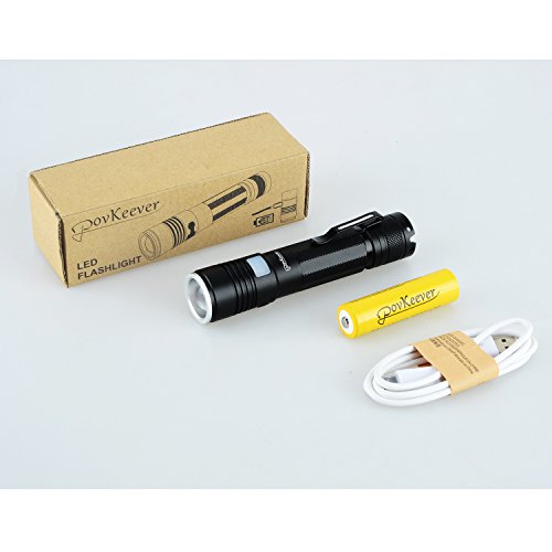 PovKeever Mini LED Taschenlampe USB wiederaufladbare Taschenlampe, 900 Lumen CREE XPE2 R5 Taschenlampe 5 Modus Taschenlampe 18650 Akku für Arbeit / Wandern / Camping enthalten - 8